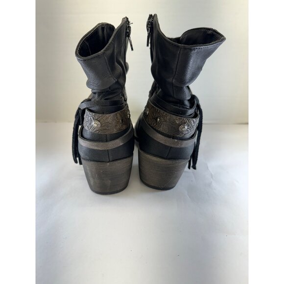 Maurices Womens 9M Black Ankle Boots With Decorative Straps & Zipper Closure - Picture 11 of 16